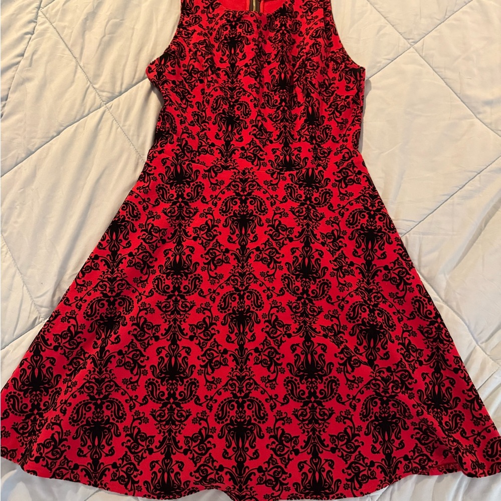 Skies Are Blue Red and Black Mini Dress